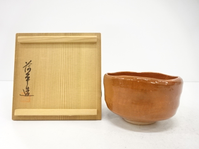 JAPANESE TEA CEREMONY / TEA BOWL CHAWAN / RED RAKU / ARTISAN WORK